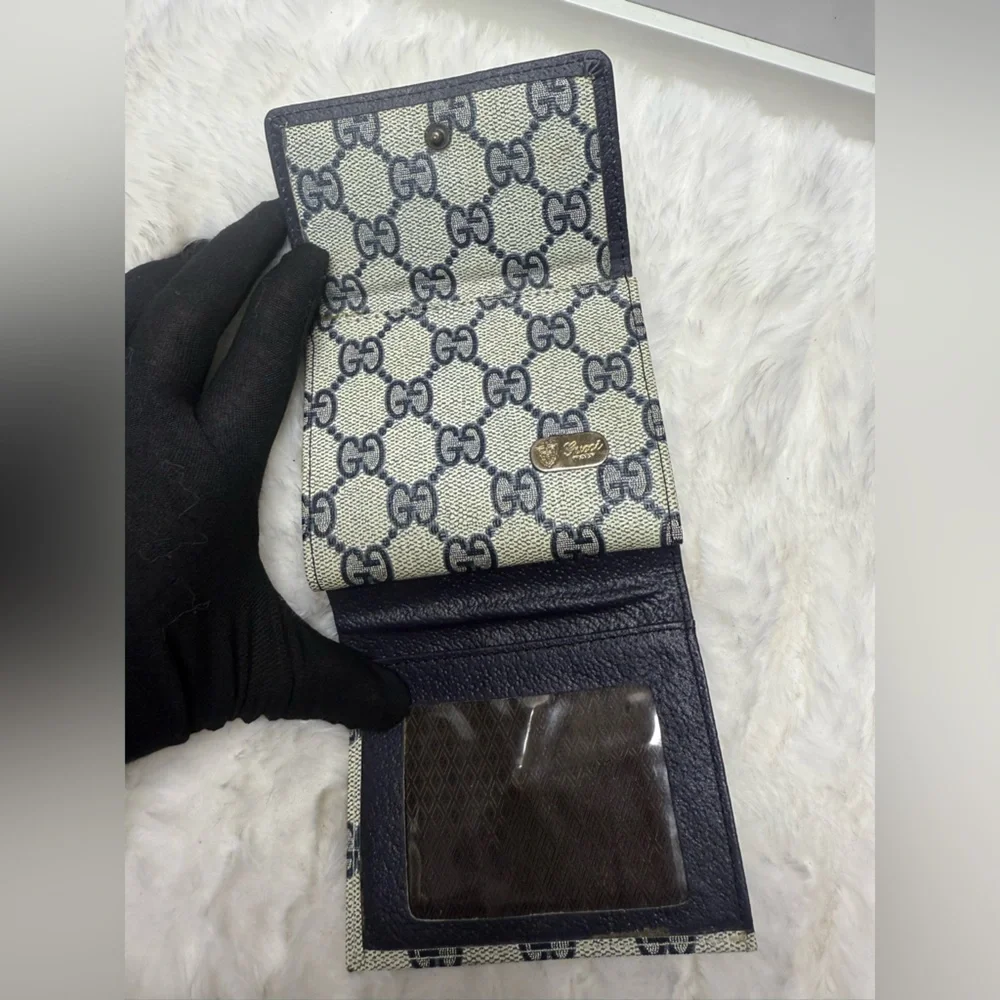 Navy GG Canvas Monogram Wallet with Navy and Red Web Stripe - Picture 5 of 9